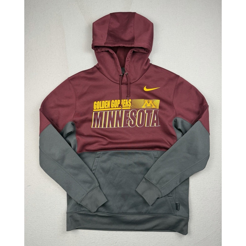 Nike Dri-FIT Mens Minnesota Gophers Hoodie Maroon Gray Pullover Medium